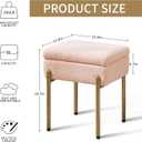 Vanity Stool Chair, Small Ottoman Stool with Storage, Makeup Vanity Chair with Anti-Slip Feet, Footstool Ottoman with Metal Legs, Storage Chairs for Makeup Room, Bedroom, Living Room (Pink)