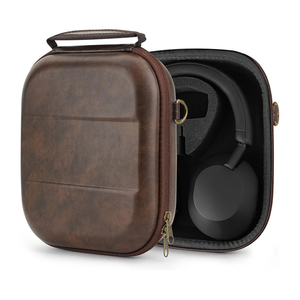 Geekria Shield Headphones Case Compatible with Sony WH-1000XM5, Bose QC Ultra II, Skullcandy Crusher ANC 2 and More, Replacement Hard Shell Travel Carrying Bag with Cable Storage (Brown)