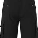 Yundobop Men's Casual 9" Inseam Cargo Shorts Twill Classic Stretch Golf Summer Short with 6 Pockets (Black)