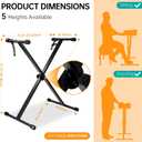 AODSK Single-X Keyboard Stand Adjustable Width & Height,Piano Stand with Locking Straps & Quick Release Mechanism-Adjust height in one second