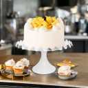 12-Inch Porcelain Round Cake Stand - White Dessert Stand for Wedding, Birthday Party