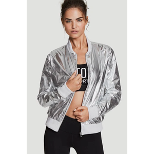 COOFANDY Metallic Jacket 70s Disco Party Varsity Jacket Zip-up Baseball Bomber (Large)