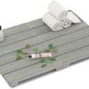 LUE BONA HDPS Bath Shower Mat, 23.5" x 16" x 1.7" - Non Slip Floor Mat for Spa Sauna Kitchen, Detachable Bathroom Mats Indoor or Outdoor Use, Gray (Light Gray-oil Printed)