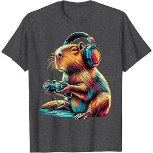 Capybara Funny Video Games Capybara T-Shirt (M, Black)