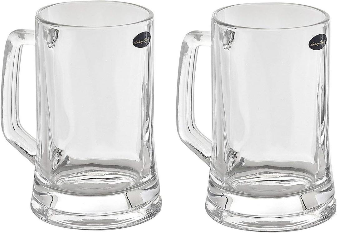 Amlong Crystal Lead-Free Beer Mug - 12 oz (Right For 1 Bottle), Set of 2 (Clear)