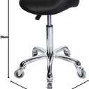 Saddle Stool with Wheels, Rolling Ergonomic Stool with Thick Saddle Seat, Adjustable Chair for Medical Dental Massage Clinic Salon (Black, Without Backrest)