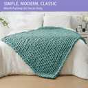 Bigacogo Chunky Knit Throw Blanket for Couch, 40x60 inches, 100% Hand Knitted with Thick Jumbo Chenille Yarn, Cozy Soft Large Rope Knot Cable Crochet Blankets for Sofa Bed Living Room, Light Teal