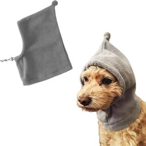 Dog Winter Hat, Leopard Doggie Flannel Hat Pet Christmas Winter Warm Caps Cute Accessories Neck Ear Warmer Pullover Hood Warm Scarf, Calming Dog Hood for Noise Protection (Grey, Large)