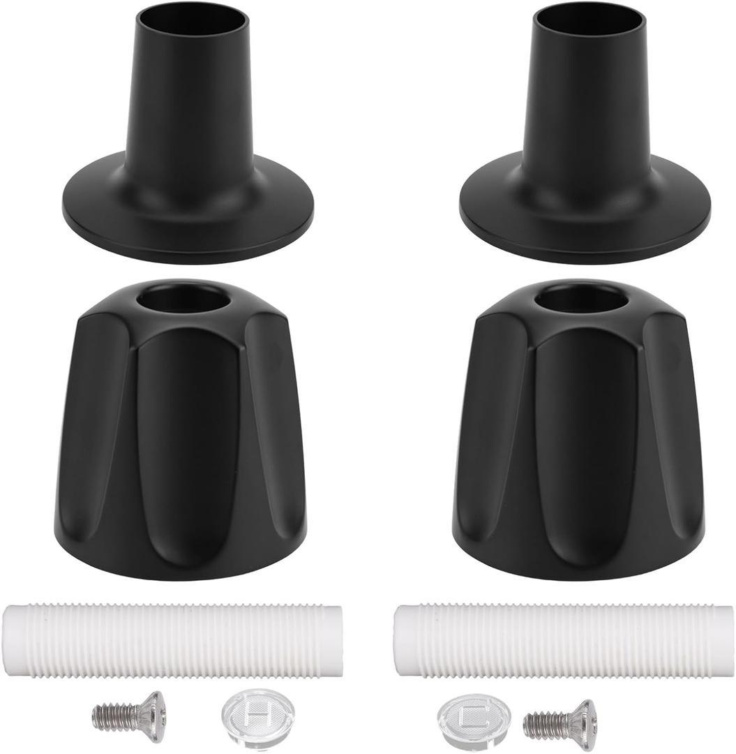 Penitue 2pcs Shower Knobs Replacement Kit, Matte Black Shower Knobs Include Base Connectors Screws Bathtub Faucet Handle Remodel Trim Kit Compatible with Pfister Verve (black, white, silver)