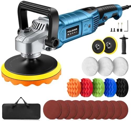 Buffer Polisher Kit for Car - 1600w 6/7 Inch Rotary Polisher Buffer Waxer,7 Variable Speed 1000-3300rpm,Detachable Handle Buffing Machine for Car Boat Sanding Polishing Waxing