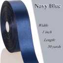 50 Yards 1 Inch Navy Blue Satin Ribbon, Single Face Polyester Solid Color Craft Fabric Ribbon for Handmade Roses, Gift Wrapping, Bouquets, Wedding, Christmas, and Party Decoration