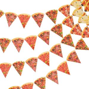 Boao Pizza Decorations Party Banners Party Supplies Pizza Garland Streamers Decoration, Pre-assembled (Multicolor)