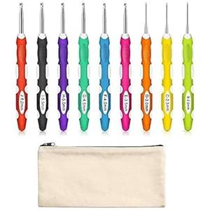 9 Pieces Crochet Hooks Ergonomic Crochet Hooks Set Needles for Arthritic Hands with a Case