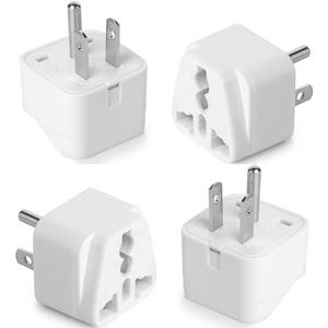 Bates- Universal Travel Plug Adapter, 4 Pack, Converts EU/UK/AU/Asia Plugs to USA Outlet, Europe to US Plug Adapter, UK to US Outlet, Compact Design for Home, Office