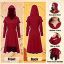 Medieval Clothing Women Renaissance Witches Costume Viking Gothic Dresses Cosplay for Halloween (Red, L)
