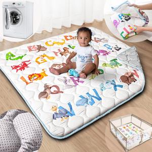 Baby Play Mat, 50x50 Playpen Mat with Super Soft Touch, Activity Mats with Upgraded Anti-Slip Bottom, Machine Washable Crawling Mats for Floor & Picnic (Animal Alphabets) Baby Play Mat, 50x50 Playpen Mat with Super Soft Touch, Activity Mats with Upgraded Anti-Slip Bottom, Machine Washable Crawling Mats for Floor & Picnic (Animal Alphabets)
