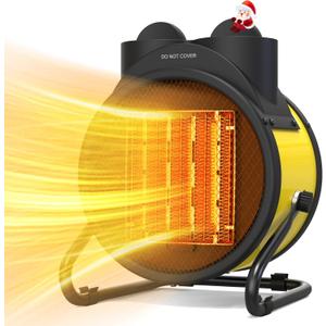 Buyplus Outdoor Heaters for Patio - 1500W Portable Garage Heater with 90Adjustable Angle, Overheat Protection & 2S Fast Heating, Electric Space Heater for Patio, Garage, Bedroom, Office (Yellow)