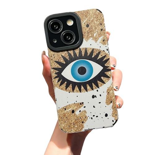 Tewwsdi Cute Evil Eye Phone Case Compatible with iPhone 16 Plus Funny Design Cool Girls Women Trendy Aesthetic Slim Soft Faux Leather Protective Cover for iPhone 16 Plus-Blue Eye