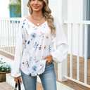 Beyove Boho Tops for Women Long Sleeve V Neck Fall Shirts Bohemian Fashion Hippie Western Dressy Casual Blouses (L)