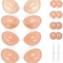 Ovlospa Adhesive Bra for Women Sticky Silicone Invisible Push up Bra for Backless Dress, 4 Pairs Adhesive Bras & 4 Pairs Nipple Covers (A Cup) Nude