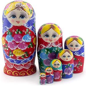 Starxing Russian Nesting Dolls Wood Matryoshka Stacking Set of 7 Handmade Toys for Children Kids Adults Easter Mother's Day Birthday Christmas Halloween Home Room Decoration Gift (Traditional)