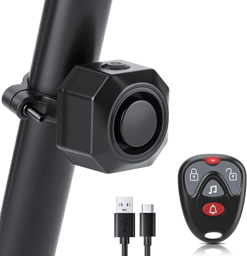 Max 110dB Bike Alarm,Bike Alarms For Ebikes Rechargeable Motorcycle Alarm With Remote,7 Levels Sensitivity Bicycle Alarm, Anti Theft Bicycle Alarm& Ebike Alarm For Car Motorcycle Scooter Ebike