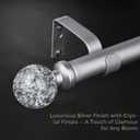 2 Pack Silver Curtain Rods for Windows 48 to 84 Inch, 1'' Heavy Duty Adjustable Drapery Rod with Unique Crystal Ball Finials, Modern Decorative Curtain Rod,Size; 30-88''