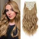 Fliace Clip in Hair Extensions, 6 PCS Natural & Soft Hair & Blends Well Hair Extensions, Lonng Wavy Hairpieces(20inch, 6pcs,Golden Blonde)