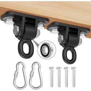 BETOOLL Swing Hangers with Bearing, Heavy Duty Porch Swing Hanging Kit for Outdoor Playground Tree Indoor Ceiling Mount Hardware Brackets Hooks for Yoga Hammock Punching Bag Accessories 2PCS Black