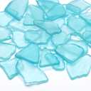 SUREAM Blue Sea Glass Decor, Flat Frosted Sea Glass for Christmas Tree Decor, Beach Glass for Wedding Centerpieces Party Home Decoration(13oz) (0.8LB), Blue Green, 0.8LB