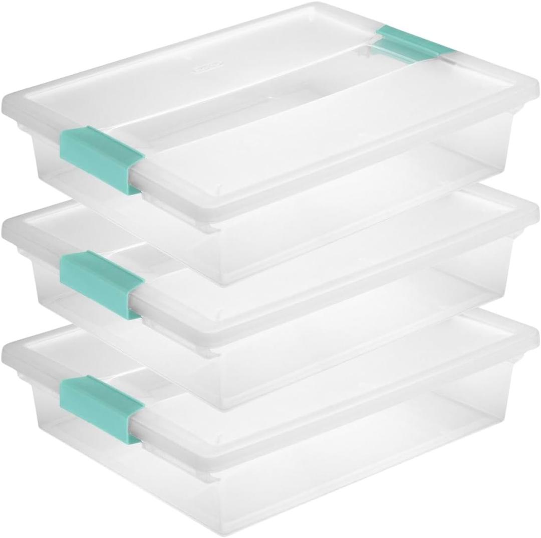 Tribello Plastic Storage Containers With Lids For Organizing - (Large - 14 x 11.5 x 3)