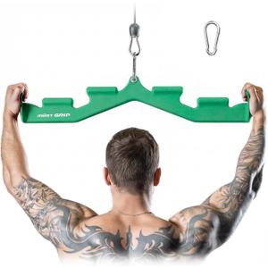 LAT Pull Down Bar with 6 Ergonomic Handles, Neutral Grip LAT Pulldown Attachments for Whole Back Training, Wide Grip LAT Pulldown Bars for Home Gym Cable (Green)