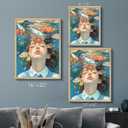 Girl Room Wall Art Prints The Girl In The Sea And Fish Poster Canvas Art Wall Decor Picture For Bedroom Office Dorm Bathroom Wall Decor Aesthetic Home Artwork 12"  16" With Framed (MK04.)