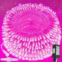 Upgraded Connectable 200 LED String Lights Indoor Outdoor, 66FT Pink Christmas Lights Waterproof, 13 Modes Twinkle Fairy Lights Plug in Clear Wire for Valentine's Day, Bedroom, Classroom Decor