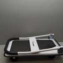 LEADALLWAY Foldable Push Cart Platform Cart 330lbs Capacity 4 Wheels 28.7x18.5x32.3inches White Small Flatbed Cart