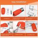 PIFOOG Key Fob Cover Fit for Mazda Leather 4 Buttons Car Keys Case Shell Protector with Metal Keychain Accessories Fits for Mazda 3 6 CX5 CX9 CX3 MX5 Smart Keys Girly Women Orange 1PC