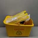 Side Press Wringer Combo Commercial Mop Bucket on Wheels, 35 Quart,Yellow, Including Wet Floor Caution Sign24Inch and One Industrail Mop