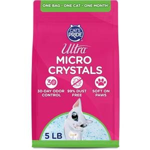 Ultra Micro Crystals Cat Litter - 99.9% Dust Free, Soft on Paws, Fragrance Free - 5 Lbs. (5-Pound Pouch)