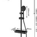 Matte Black Exposed Shower System 8 Inch Rainfall Shower Head 3 Functions Wall Mounted Outdoor Shower Fixtures Stainless Steel Bathroom Shower Set with Shower Shelf