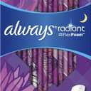 ALWAYS Radiant, Size 4, Overnight Sanitary Pads With Wings, Scented, 20 Count