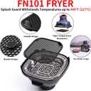 Silicone Mat for Ninja Crispi Air Fryer, Heat-Insulating Trivet for FN101 Containers Kitchen Splatter Guard, Ninja crispi Accessories Oil Blocker, Keeps Countertop Clean(Off White & Black)