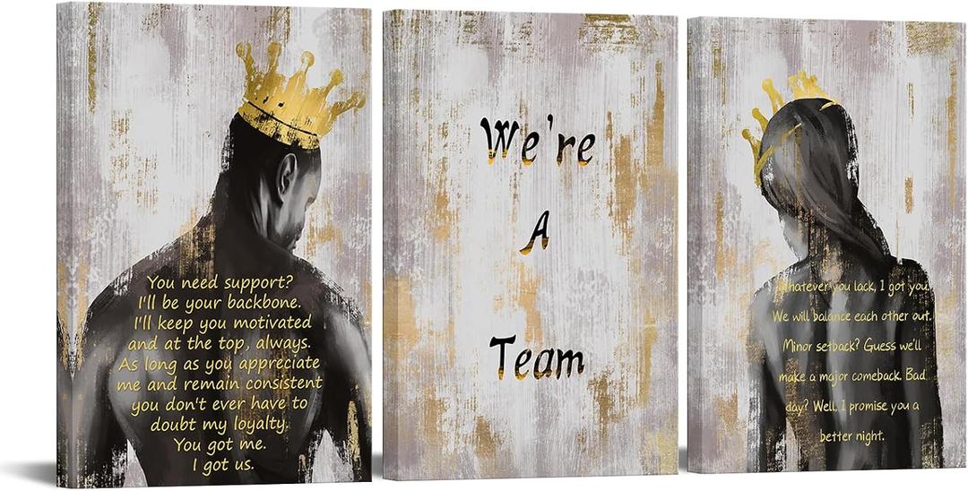 3 Pieces African American Canvas Wall Art We Are A Team Canvas Print, 16x24inchx3pcs