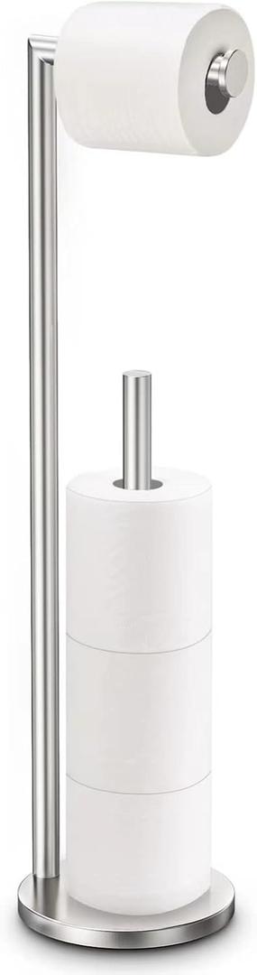 Toilet Paper Holder Stand, Toilet Paper Stand Brushed Nickel, Free Standing Toilet Paper Holder, Toilet Paper Storage by Bathth