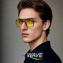 WAVE Blue Light Blocking Glasses,Gaming Glasses with Metal Frames,Computer Glasses for Eye Strain,Anti Glare