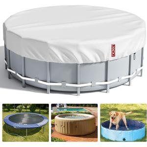 LXKCKJ 8 Ft Round Pool Cover, Solar Covers for Above Ground Pools, Stock Tank Pool Cover Protector with Pool Cover Accessories, Round Hot Tub Cover Ideal for Waterproof and Dustproof (Silver)