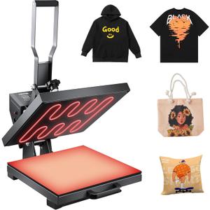 VEVOR Heat Press, 15x15 Power Heat Press Machine for T-Shirts, Fast Heating, High Pressure Digital Industrial Sublimation Printer for Heat Transfer Vinyl, Dark Black