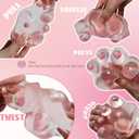 Large Cat Paw Taba Squishy Squeeze Toys 5-inch Strawberry Pink Fufu Squishy with Plastic Gloves Sensory Stress Relief Fidget Toys for Party Favors Sensory Anxiety Toys for Adults (Strawberry)