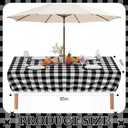 Moukeren Outdoor Tablecloth with Umbrella Hole - Patio Table Cloth Zippered Rectangle 60x85 Inch, Buffalo Plaid Table Covers Water Resistant for Patio Spring Summer Picnic BBQS (Black)