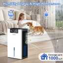 KeepGlad Dehumidifier, 98OZ Dehumidifiers for Home(1000sq.ft), Humidity Display Dehumidifier for Basement Bathroom Bedroom, Auto Shut Off, Washable Filter, Drain Hose, Timer, 7 Ambient Lights, White