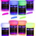 neon nights 2-IN-1 Glow In The Dark Acrylic Paint Set Glows in the Dark & under UV Blacklight - Set of 8 Self-Luminous Neon Paints for Halloween - German Premium Quality - 8 x 20 ml /